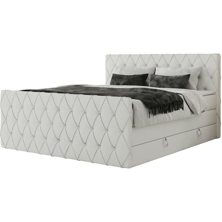 Boxspringbett mit Bettkasten Miren King Duo, weiß