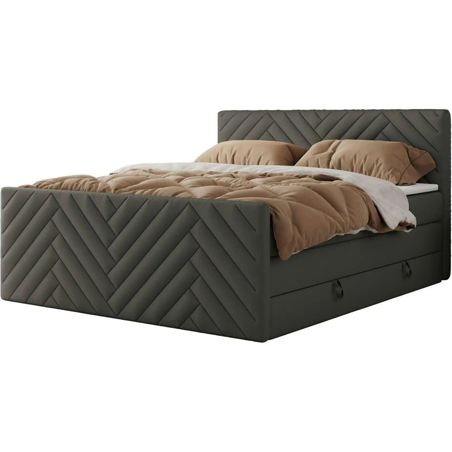 Boxspringbett mit Bettkasten Paris King Duo, grau