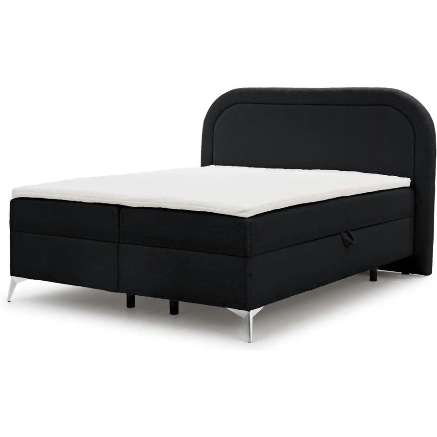 S-STYLE Boxbett mit Bettkasten Bouclé-Stoff Sonna, schwarz