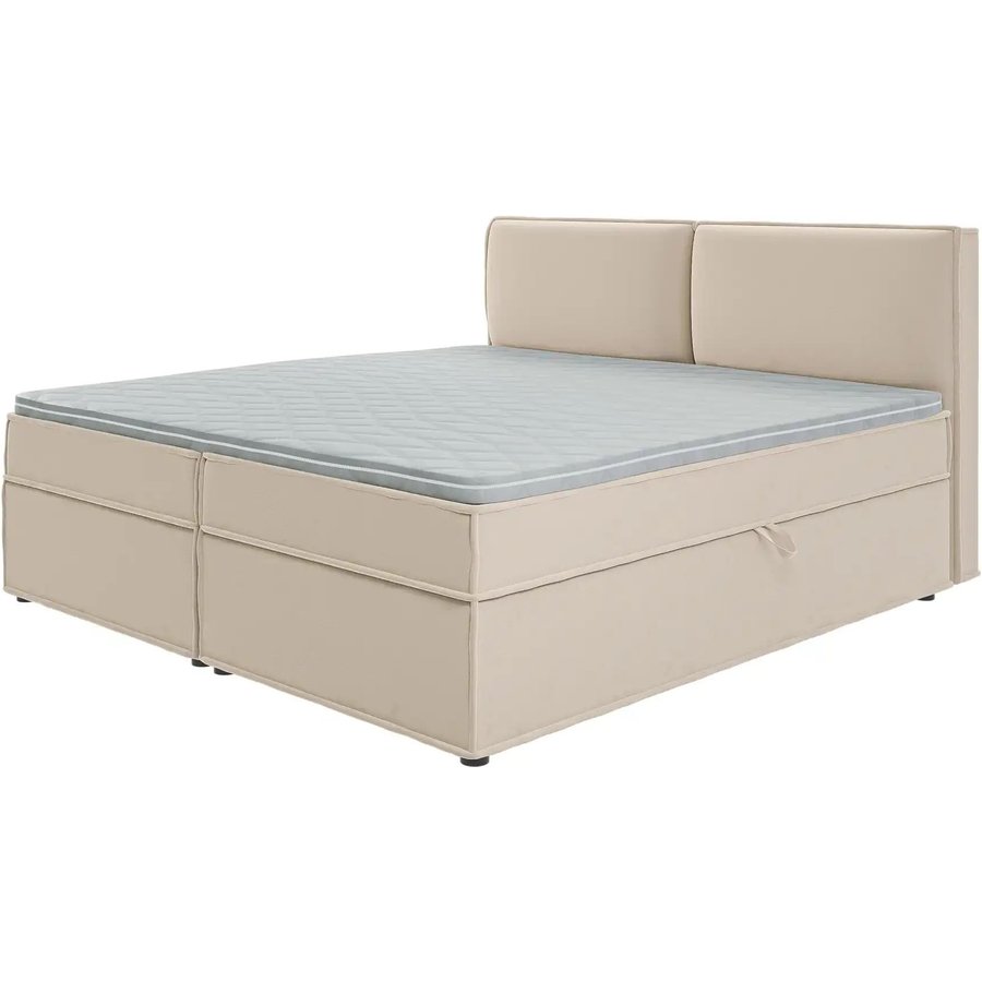 S-STYLE Boxbett mit Stauraum und Topper H3 Uma, beige