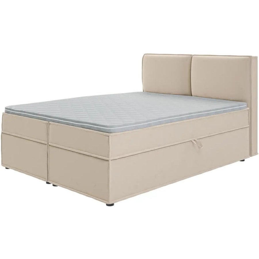 S-STYLE Boxbett mit Stauraum und Topper H3 Uma, beige