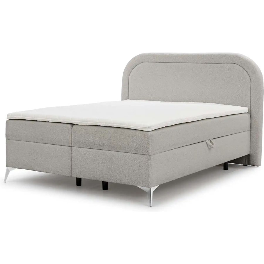 S-STYLE Boxbett mit Bettkasten Bouclé-Stoff Sonna, grau