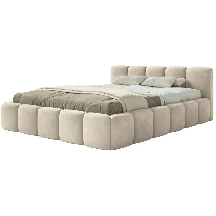 Selsey Polsterbett in Velours Cloudy Low, beige