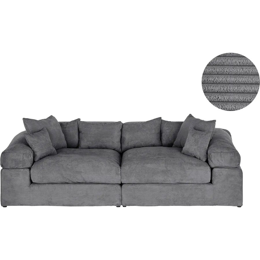 smart Big Sofa in modernem Cord Lianea, grau