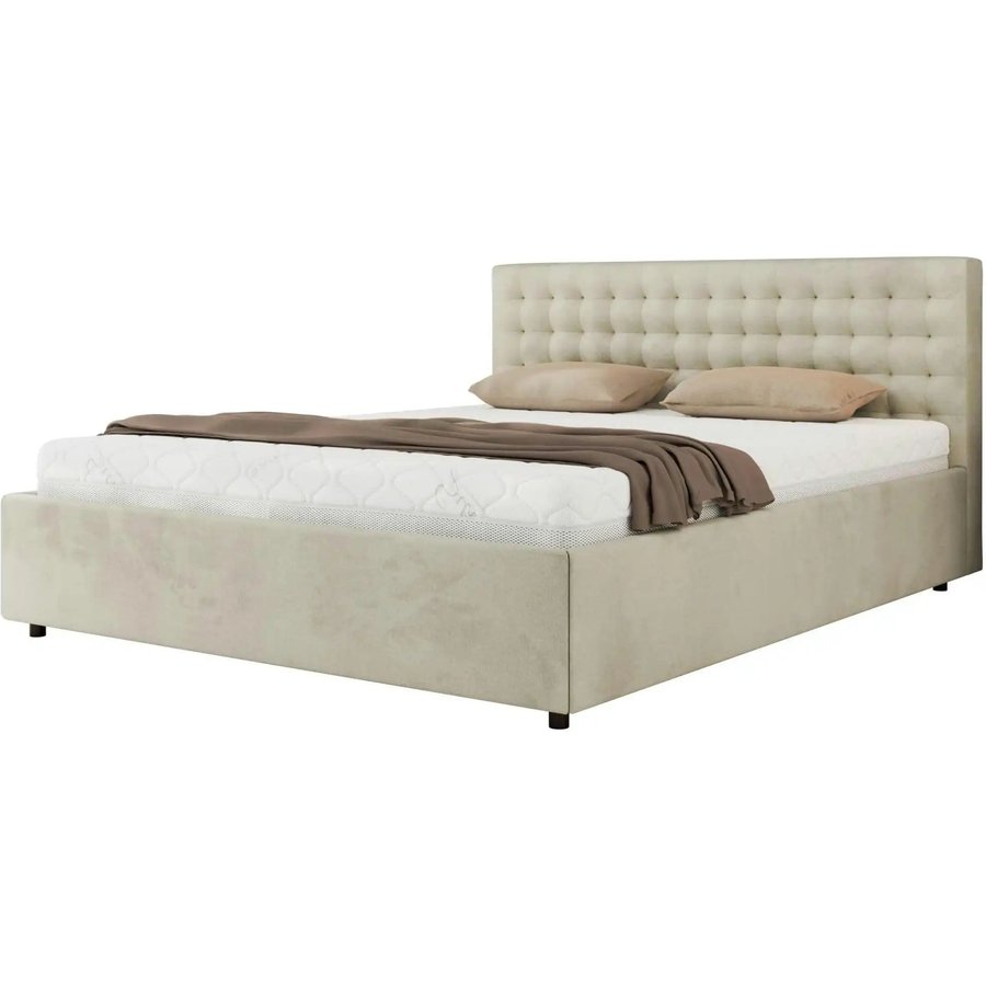 Polsterbett 180x200 Beige mit Bettkasten Pavo Classic, beige