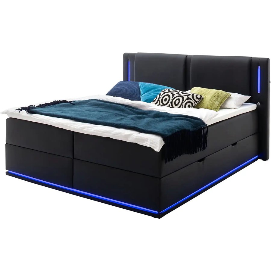 Boxspringbett mit Stauraum Lumino, schwarz
