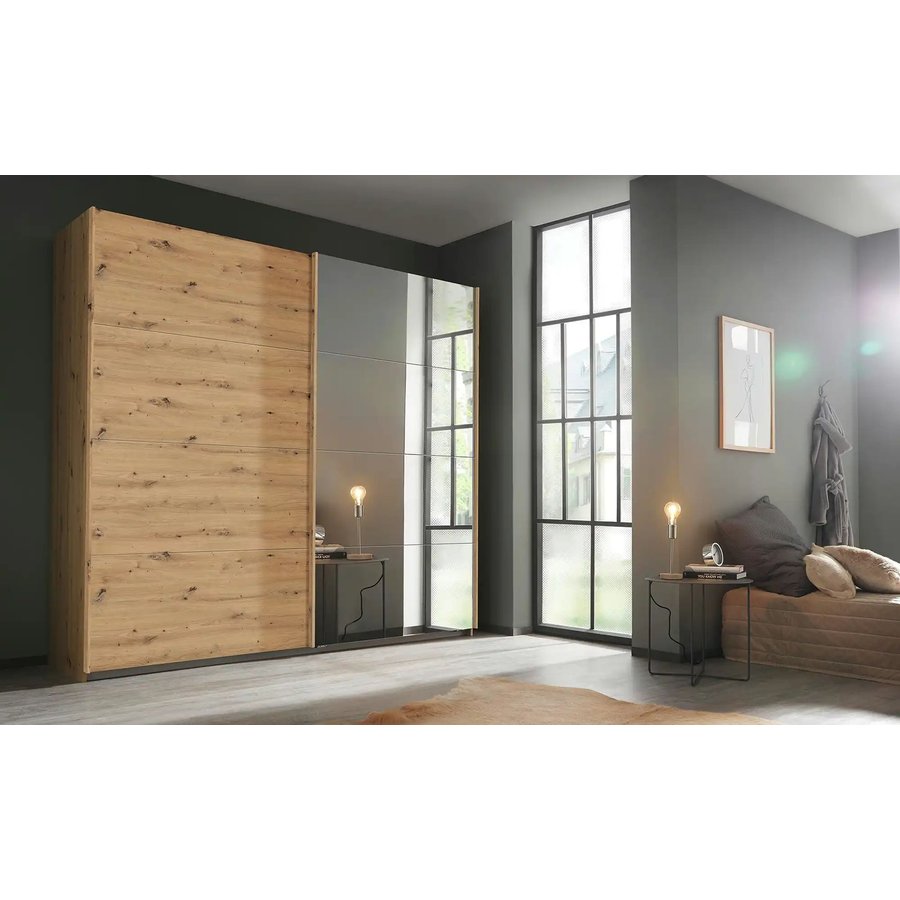 Schwebetürenschrank Quadra, holzfarben