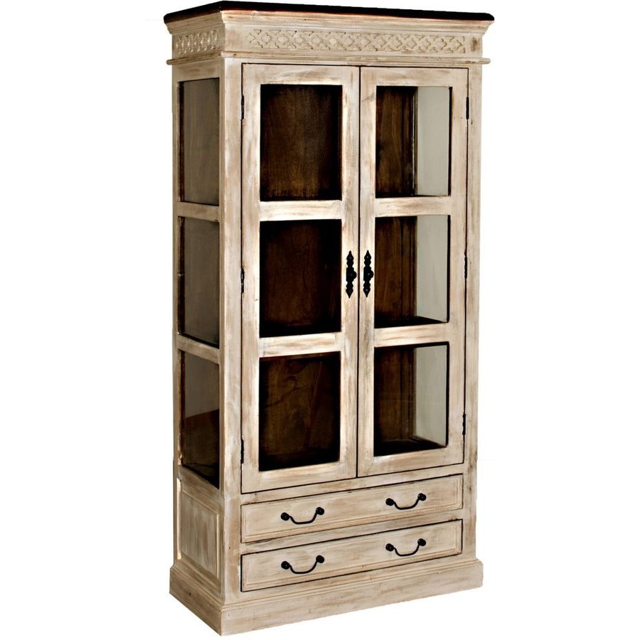 Vitrine Mango / Akazie 90x45x180 weiß gewachst CASTLE-ANTIK #71 Massivmöbel24 Vitrine Mango / Akazie weiß gewachst CASTLE-ANTIK