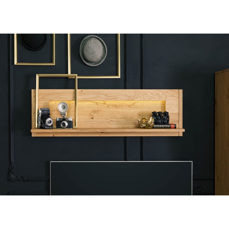 Wandregal Wildeiche inkl. LED 123x25x38 natur geölt CARDIFF #150 G+K Wandregal Wildeiche inkl. LED natur geölt CARDIFF